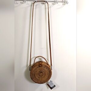 Handcrafted in Vietnam rattan crossbody handbag